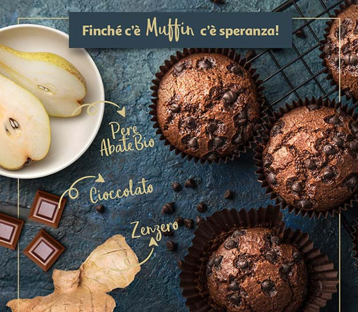 Ricetta  Muffin pere, cioccolato e zenzero